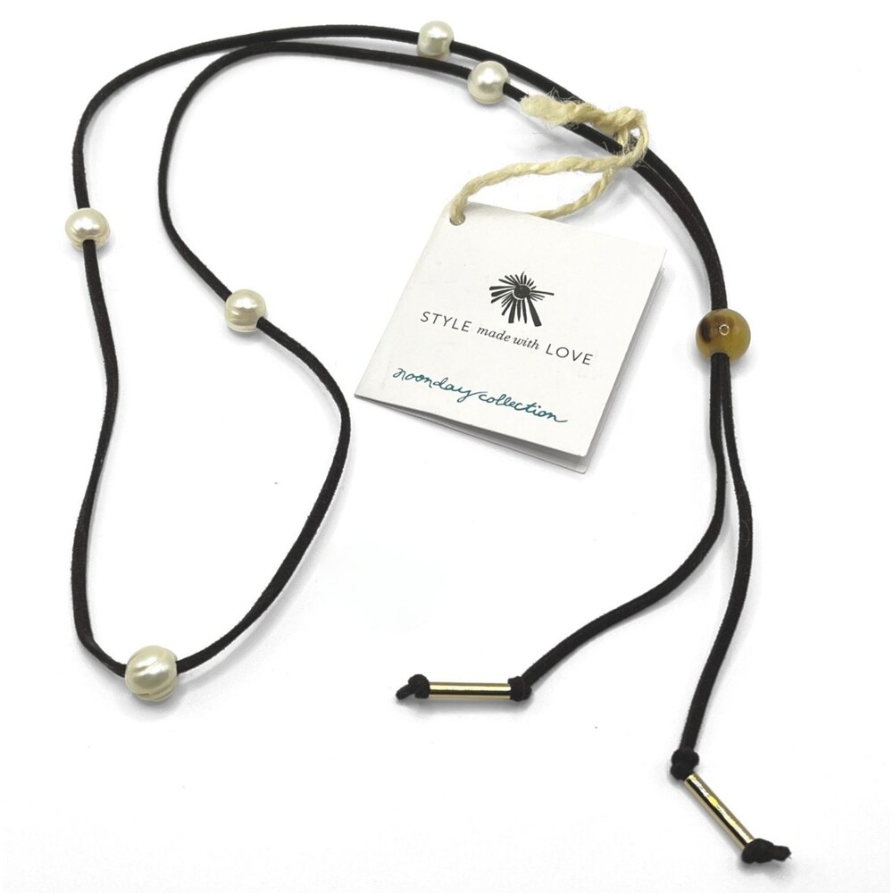 Noonday Collection Necklace Baroque Freshwater Pearl Suede Cord Handmade New